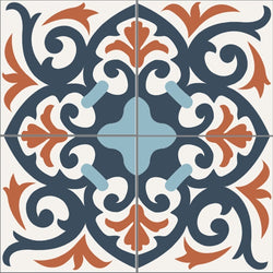 Mission Espanola Navy 8"x8" Encaustic Cement Tile Quarter Design