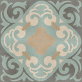 Mission Espanola Sage 8"x8" Encaustic Cement Tile Quarter Design