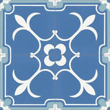 Mission Fleur-de-Lis Blue 8"x8" Encaustic Cement Tile Quarterdesign