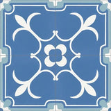 Mission Fleur-de-Lis Blue 8"x8" Encaustic Cement Tile Quarterdesign