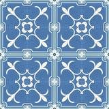 Mission Fleur-de-Lis Blue 8"x8" Encaustic Cement Tile Rug Detail
