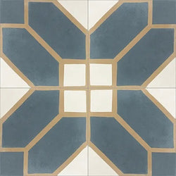 Mission Florence Blue 8"x8" Encaustic Cement Tile QuarterDesign