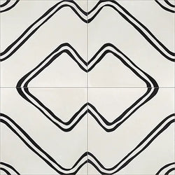 Mission Frequency White 8"x8" Encaustic Cement Tile Quarter Design