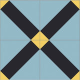 Mission Geometric Lattice Moroccan Blue 8"x8" Encaustic Cement Tile Quarter Design