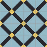 Mission Geometric Lattice Moroccan Blue 8"x8" Encaustic Cement Tile Rug