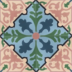 Mission Girasole 3 8"x8" Encaustic Cement Tile Quarter Design