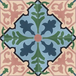 Mission Girasole 3 8"x8" Encaustic Cement Tile Quarter Design