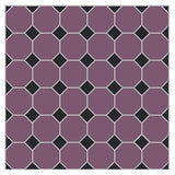 Mission Grape 8x8 Octagon with Black Dot Encaustic Cement Tile