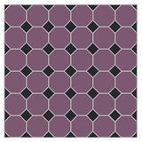 Mission Grape 8x8 Octagon with Black Dot Encaustic Cement Tile