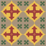 Mission Holy Grail 8"x8" Encaustic Cement Tile Quarter Design