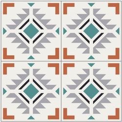 Mission Hopi Gray Hills 8"x8" Encaustic Cement Tile Quarter Design