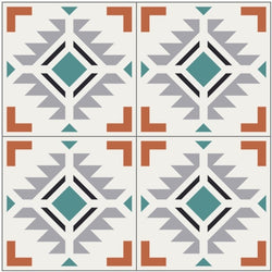 Mission Hopi Gray Hills 8"x8" Encaustic Cement Tile Quarter Design