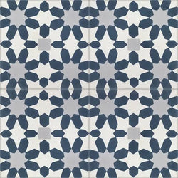 Mission Ifrane Navy 8"x8" Encaustic Cement Tile Quarter Design