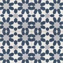 Mission Ifrane Navy 8"x8" Encaustic Cement Tile Quarter Design