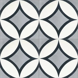 Mission Large Circles 2 8"x8" Encaustic Cement Tile Quarter Design