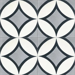 Mission Large Circles 2 8"x8" Encaustic Cement Tile Quarter Design