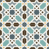 Mission Marrakech Blue 8"x8" Encaustic Cement Tile Quarter Design