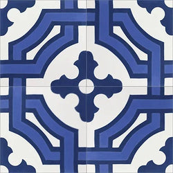 Mission Monte Carlo Blue 8"x8" Encaustic Cement Tile Quarter Design