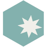 Avente Mission Medium Star Aqua 8" Hexagon Cement Tile
