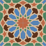 Mission Nasrid A 8"x8" Encaustic Cement Tile Quarter Design