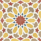 Mission Nasrid Terracotta 8"x8" Encaustic Cement Tile Quarter Design