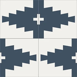 Mission Navajo Navy 8"x8" Encaustic Cement Tile Quarter Design