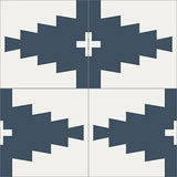 Mission Navajo Navy 8"x8" Encaustic Cement Tile Quarter Design