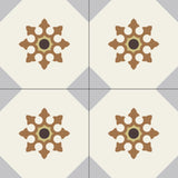 Mission Octagon Flower Pattern #1 8"x8" Encaustic Cement Tile Quarter Design