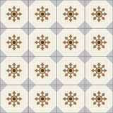 Mission Octagon Flower Pattern #1 8"x8" Encaustic Cement Tile Rug Design