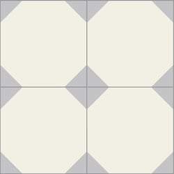 Mission Octagon and Dot Pattern Blanc 8"x8" Encaustic Cement Tile Quarter Design