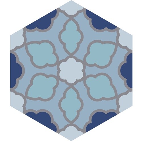 Mission Olivia Blue 8" Hexagon Cement Tile