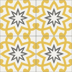 Mission Paso Doble Sun 8"x8" Encaustic Cement Tile Quarter Design