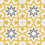 Mission Paso Doble Sun 8"x8" Encaustic Cement Tile Quarter Design