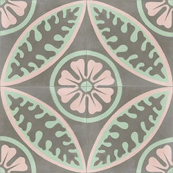 Mission Periwinkle 1 8"x8" Encaustic Cement Tile Quarter Design