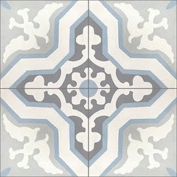 Mission Pescadero Blue 8"x8" Encaustic Cement Tile Quarter Design