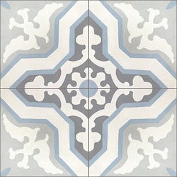 Mission Pescadero Blue 8"x8" Encaustic Cement Tile Quarter Design