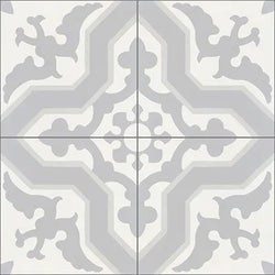 Mission Pescadero Gris 8"x8" Encaustic Cement Tile Quarter design