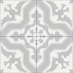 Mission Pescadero Gris 8"x8" Encaustic Cement Tile Quarter design