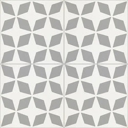 Mission Petite Rhomboid Star Gris 8"x8" Encaustic Cement Tile Quarter Design