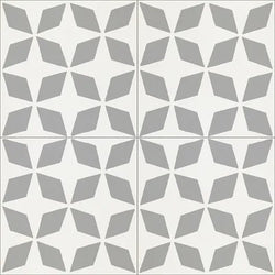 Mission Petite Rhomboid Star Gris 8"x8" Encaustic Cement Tile Quarter Design