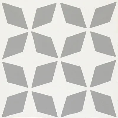 Mission Petite Rhomboid Star Gris 8"x8" Encaustic Cement Tile