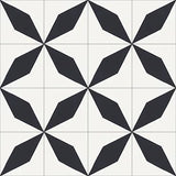 Mission Rhomboid Star Black 8"x8" Encaustic Cement Tile Rug Detail