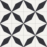 Mission Rhomboid Star Black 8"x8" Encaustic Cement Tile Rug Detail
