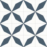 Mission Rhomboid Star Navy 8"x8" Encaustic Cement Tile Rug Detail