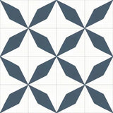 Mission Rhomboid Star Navy 8"x8" Encaustic Cement Tile Rug Detail