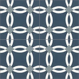 Mission Rings Navy 8"x8" Encaustic Cement Tile Quarter Design