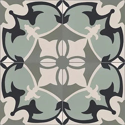 Mission Roquebrune Green 8"x8" Encaustic Cement Tile Quarter Design