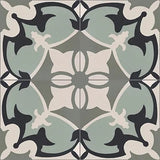 Mission Roquebrune Green 8"x8" Encaustic Cement Tile Quarter Design
