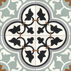Mission Roseton Sage 8"x8" Encaustic Cement Tile QuarterDesign