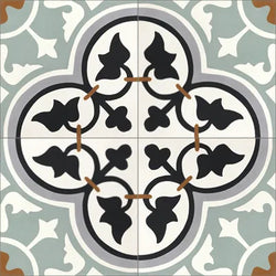 Mission Roseton Sage 8"x8" Encaustic Cement Tile QuarterDesign